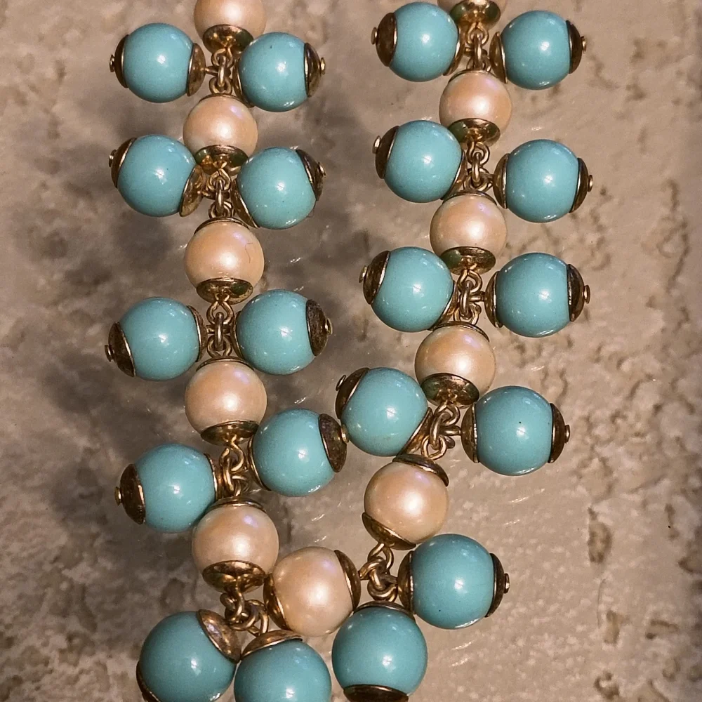 J Crew Faux Turquoise & Pearl Bib Necklace Gold-tone Chain